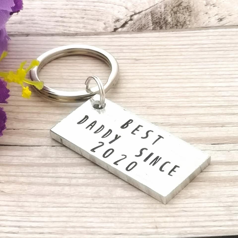 Rectangular chunky keyring with the wording Best Daddy since & custom year
