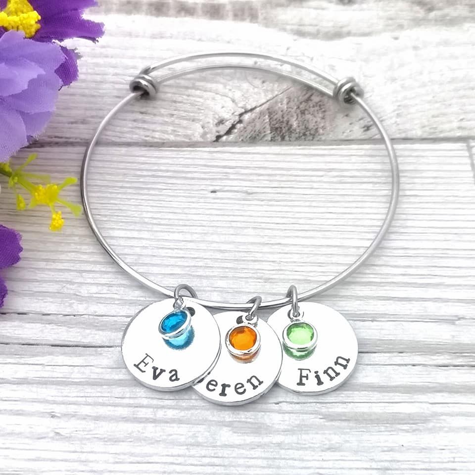Personalised Charm Bracelet With Birthstone Crystals
