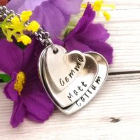 Personalised Three Domed Heart Layered Necklace