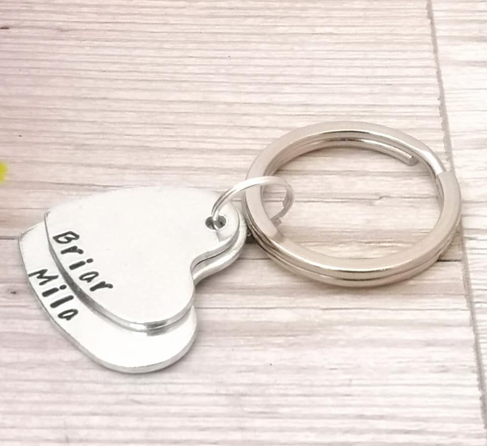Personalised Two Heart Layered Keyring