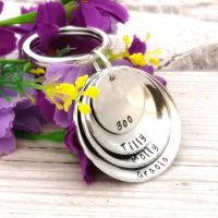 Personalised Four Domed & Stacked Disc Keyring