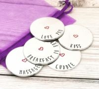 Love Tokens | 1, 3 or Set Of 5 | Choose Own Wording | Cute Token Gift | Gift For Wife | Anniversary Gift For Her | Boyfriend Birthday Gift 