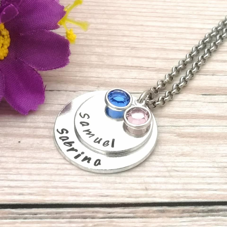 Birthstone Personalised Name Necklace | Mum Jewellery | Mum Necklace Kids N