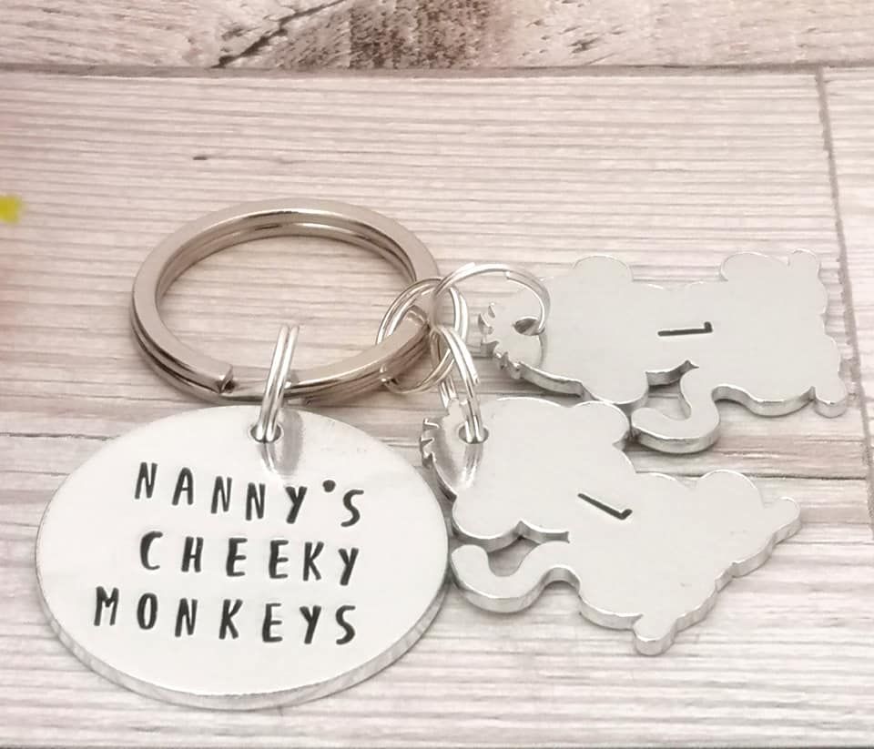 Nanny Keyring | Grandma's Cheeky Monkeys | Personalised Grandparent Gifts |