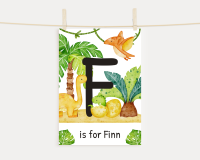 Personalised Initial & Name Print - Dinosaur