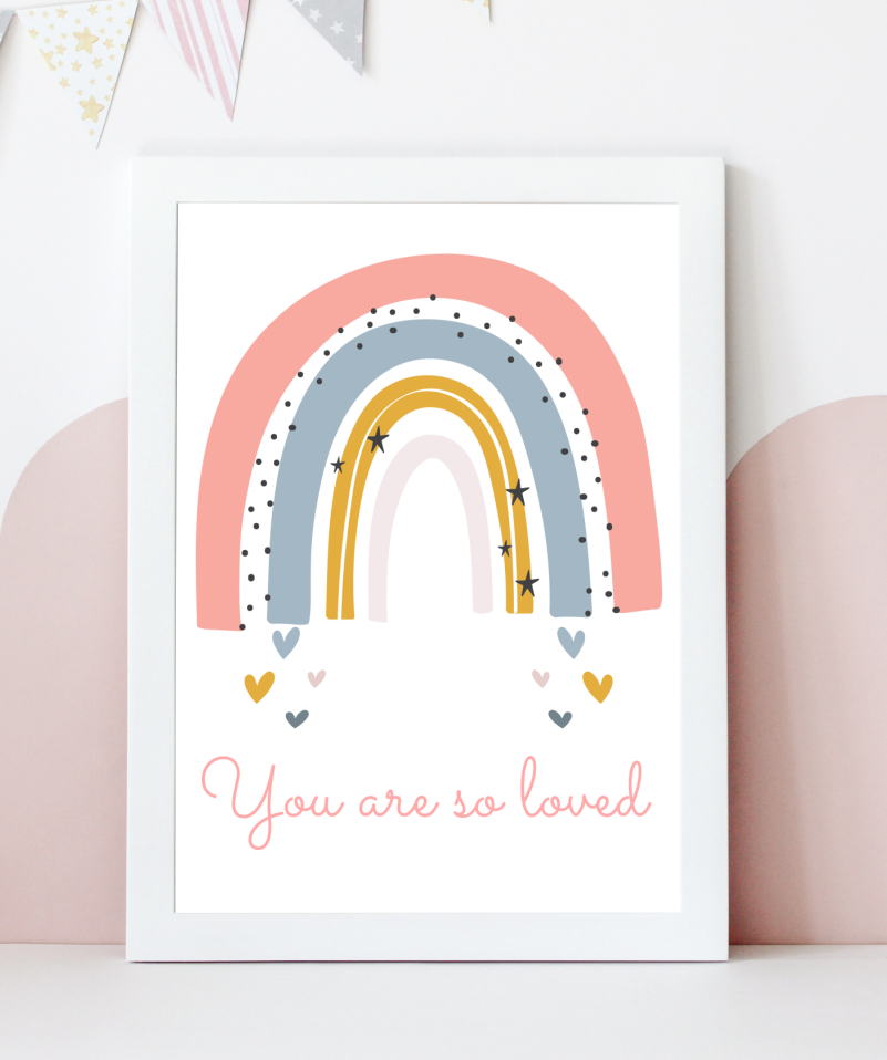 You Are So Loved Print - Pink Rainbow