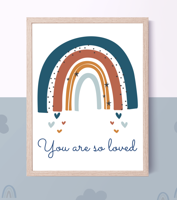 You Are So Loved Print - Blue Rainbow