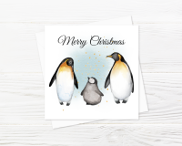 Penguin Family Merry Christmas Card - Family Of 3