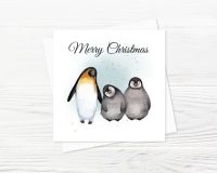 Penguin Family Merry Christmas Card - Family Of 3