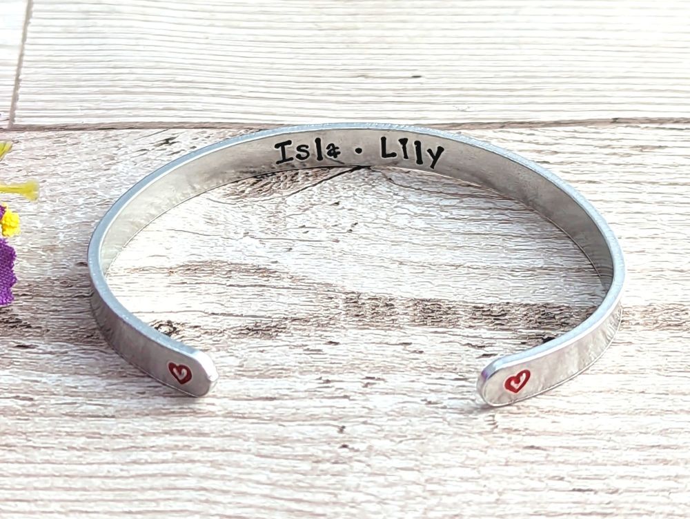 Personalised Name Bracelet With Hearts