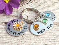 This Mummy Belongs To Personalised Keyring With Birthstone Crystals