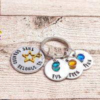 This Grandad Belongs To Personalised Keyring With Birthstone Crystals