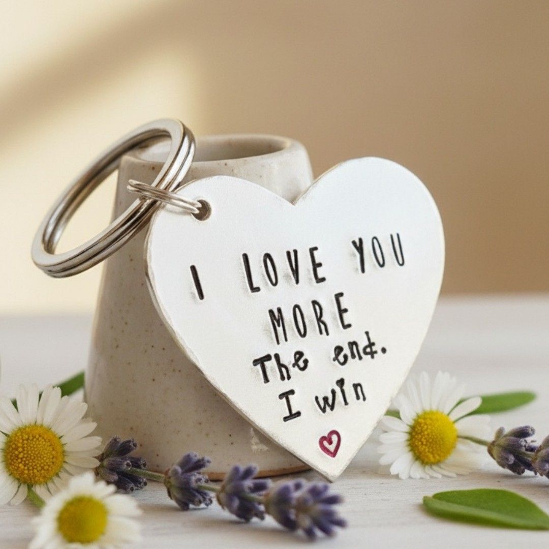 I Love You More Keyring – Aluminium Heart Keyring