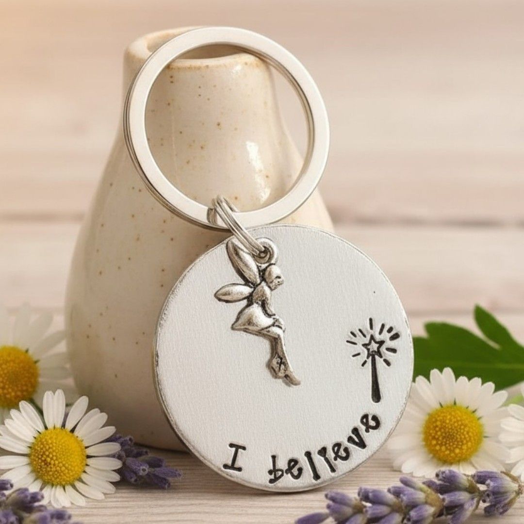 “I Believe” Fairy Keyring – Hand-Stamped Keepsake