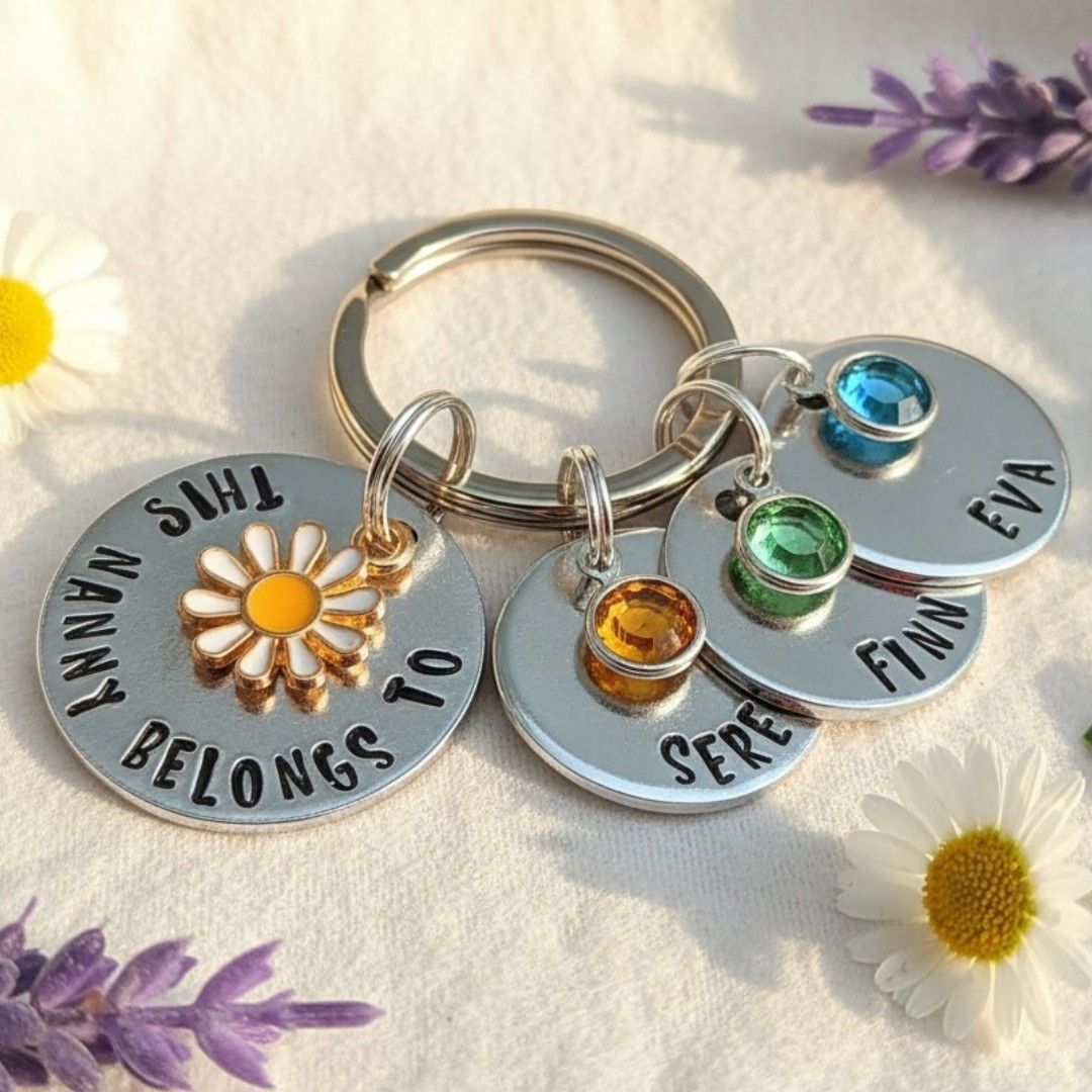 This Nanny Belongs To Birthstone Keyring – Personalised Gift for Nanny
