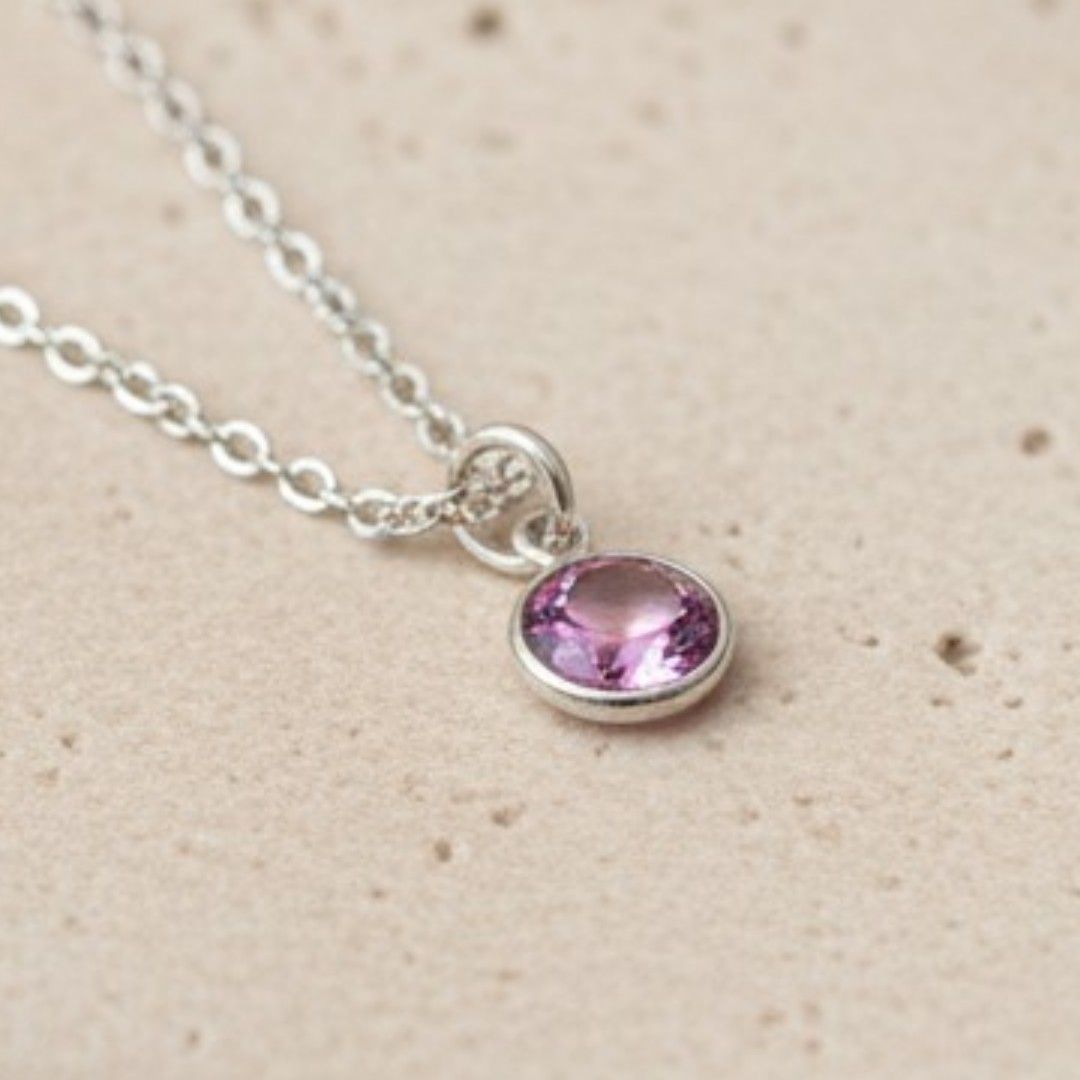 June Birthstone Necklace – Light Amethyst Crystal Pendant