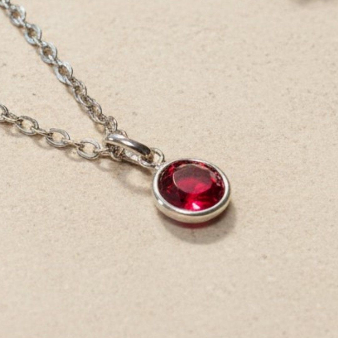 July Birthstone Necklace – Ruby Crystal Pendant