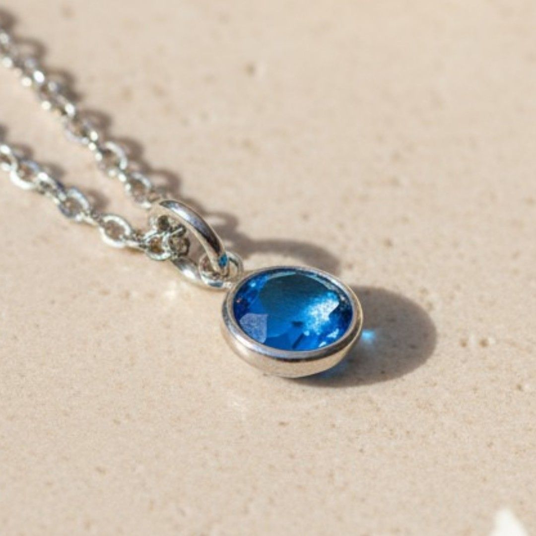 September Birthstone Necklace – Sapphire Crystal Pendant