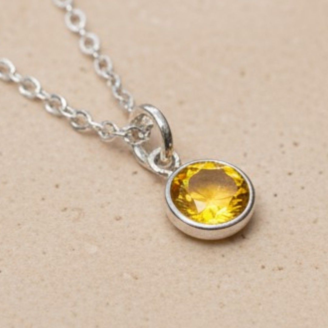 November Birthstone Necklace – Yellow Topaz Crystal Pendant