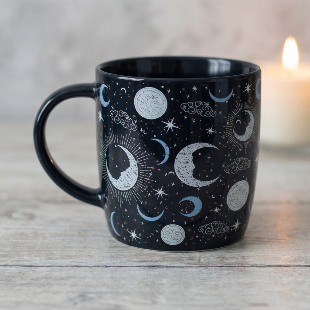 Celestial Moon Mug &ndash; Dark Cosmic Ceramic Mug