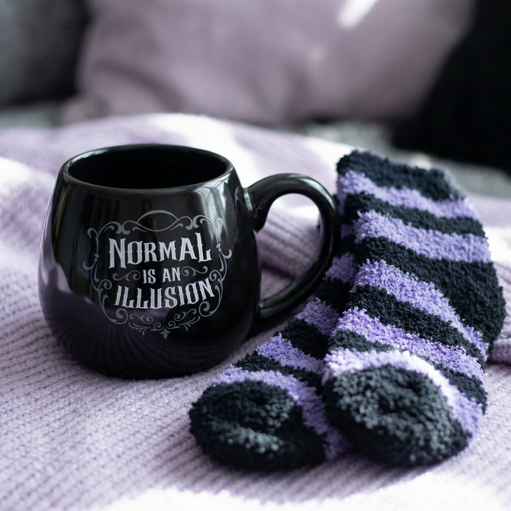 Cosy Gothic Mug & Socks Gift Set &ndash; Normal Is An Illusion
