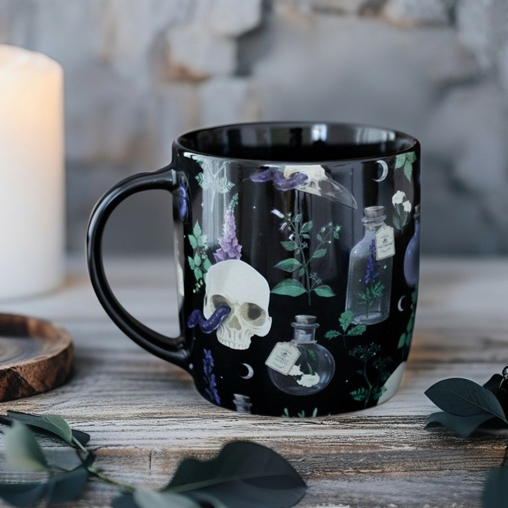 Dark Botanical Gothic Mug &ndash; Poison Plant Design