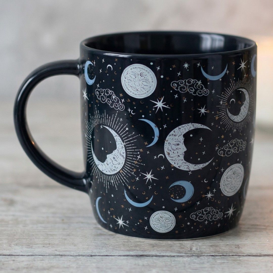 Celestial Moon Mug &ndash; Dark Cosmic Ceramic Mug