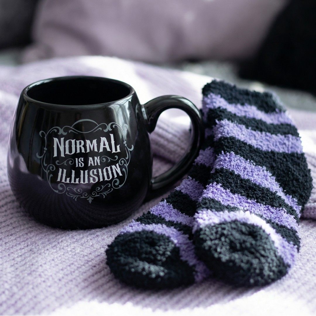 Cosy Gothic Mug & Socks Gift Set &ndash; Normal Is An Illusion