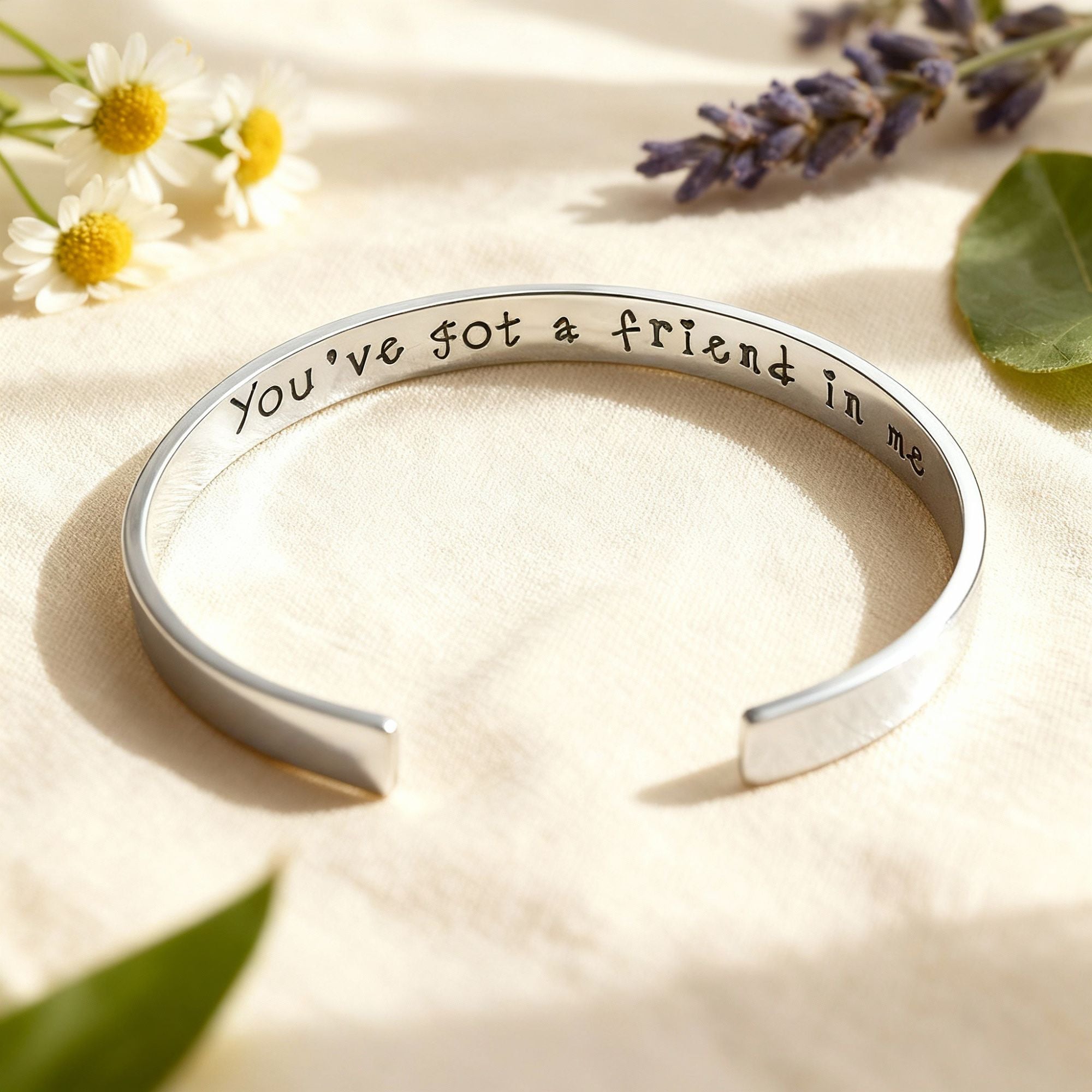 Hand-stamped hidden message cuff bracelet, meaningful gift for her