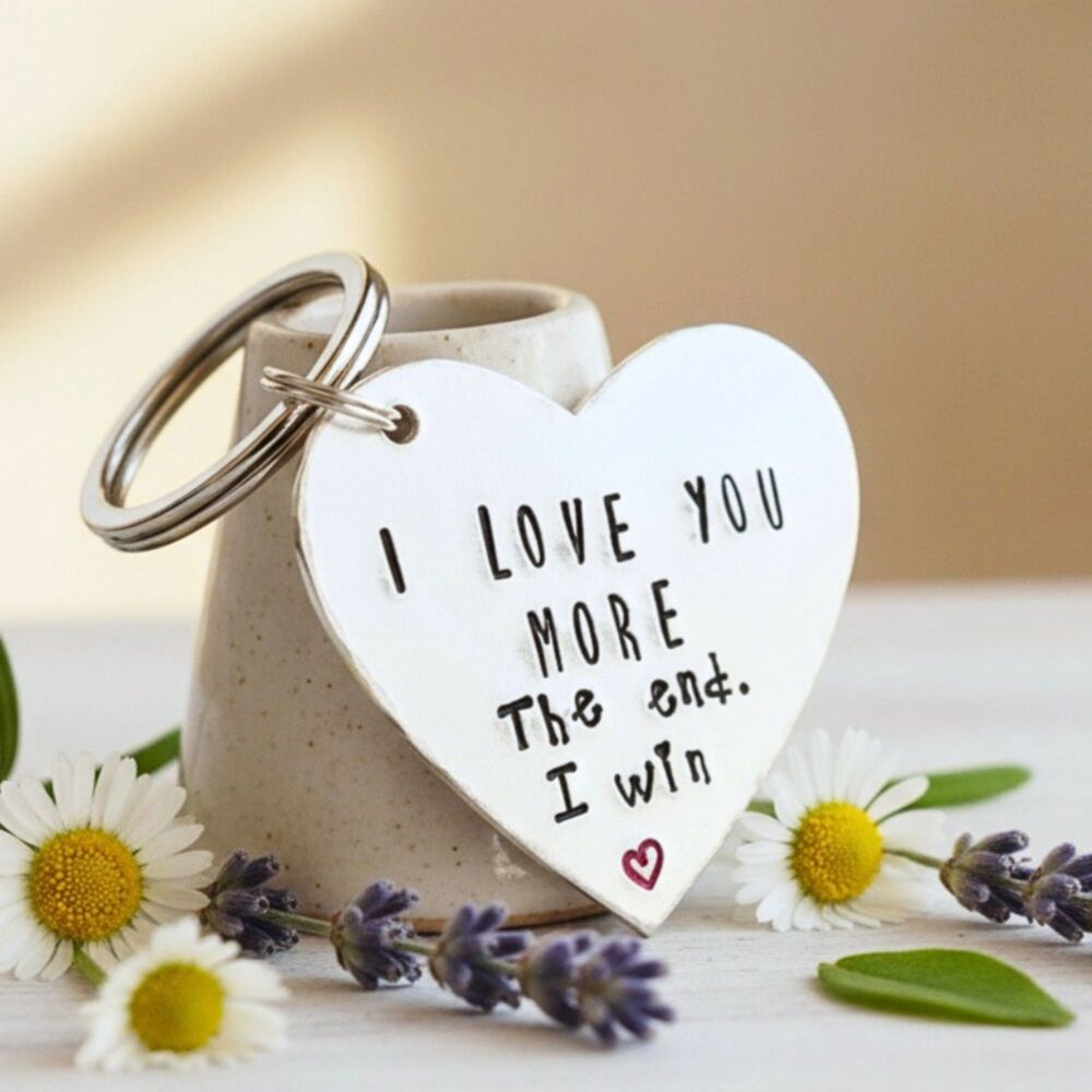 I Love You More Keyring &ndash; Aluminium Heart Keyring
