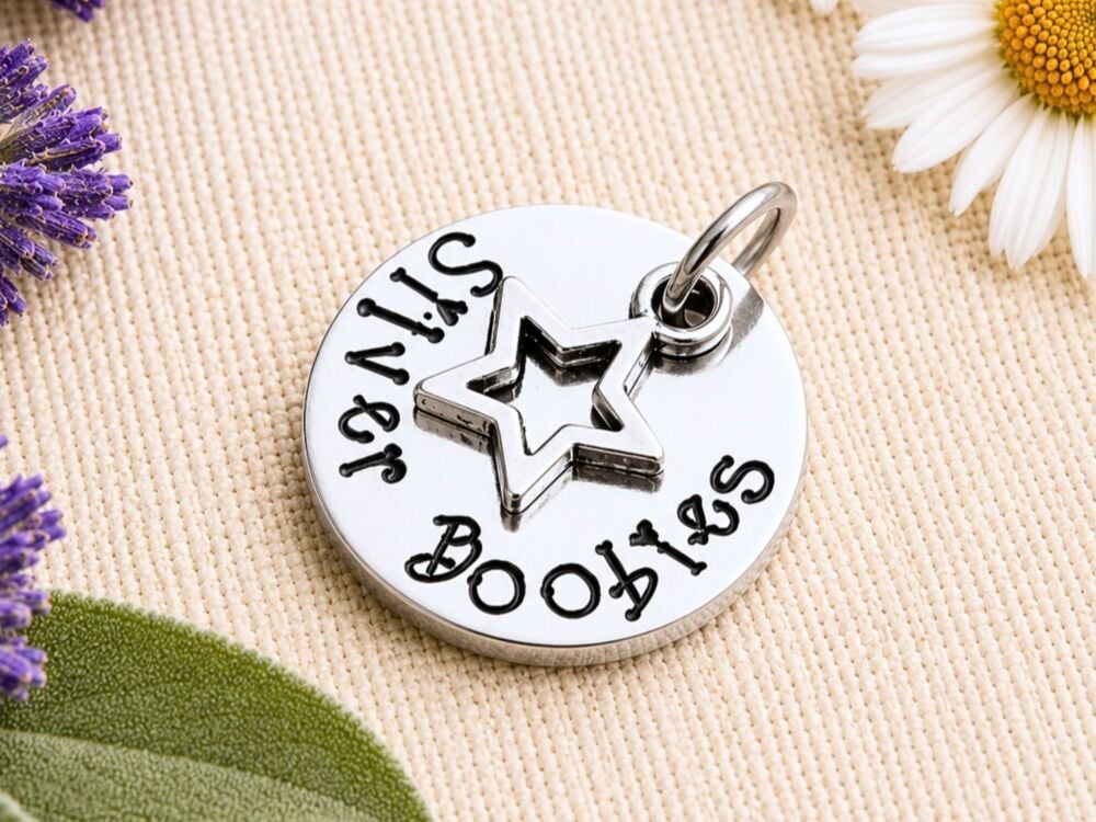 6 Month Breastfeeding Milestone Charm &ndash; Silver Boobies