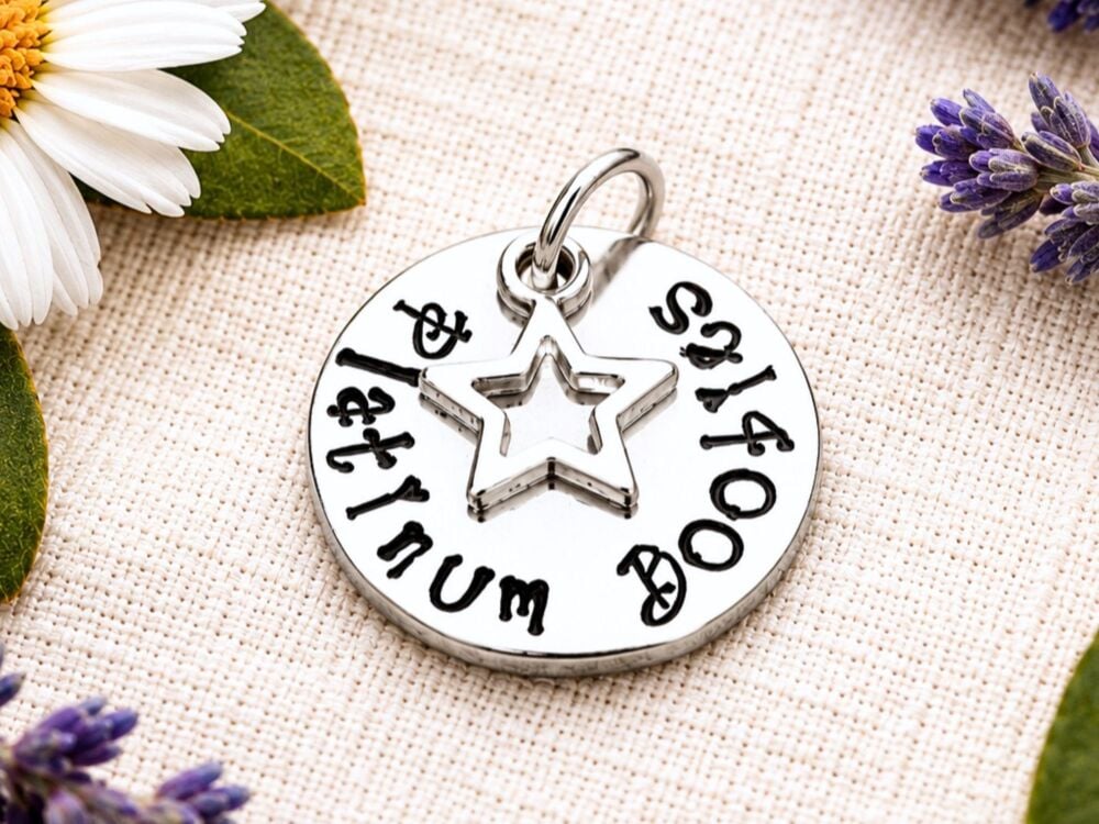 18 Month Breastfeeding Milestone Charm &ndash; Platinum Boobies