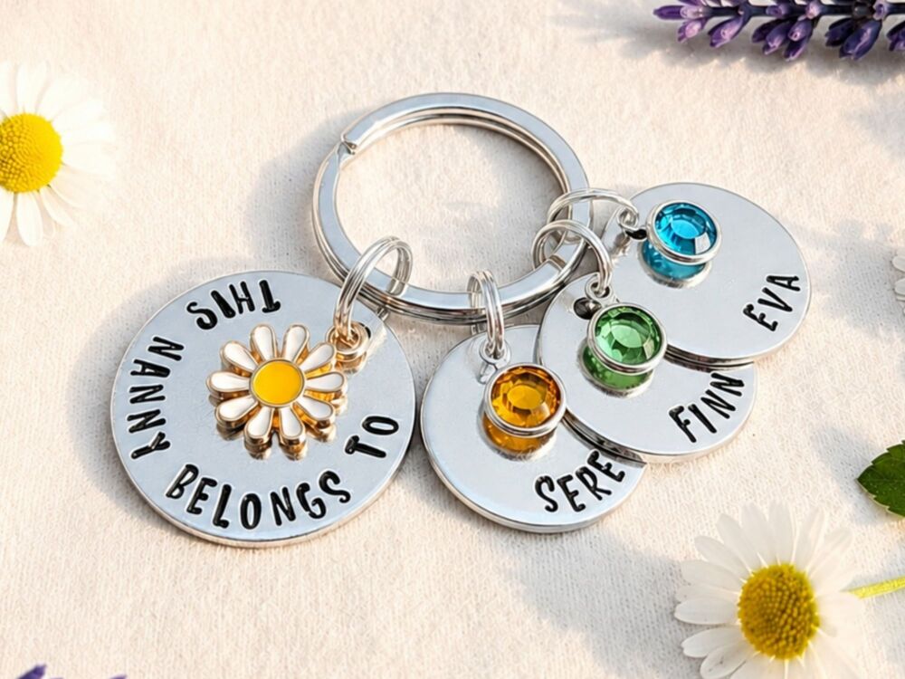 This Nanny Belongs To Flower Birthstone Keyring