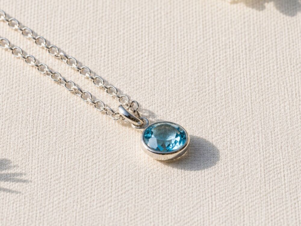 March Birthstone Crystal Necklace
