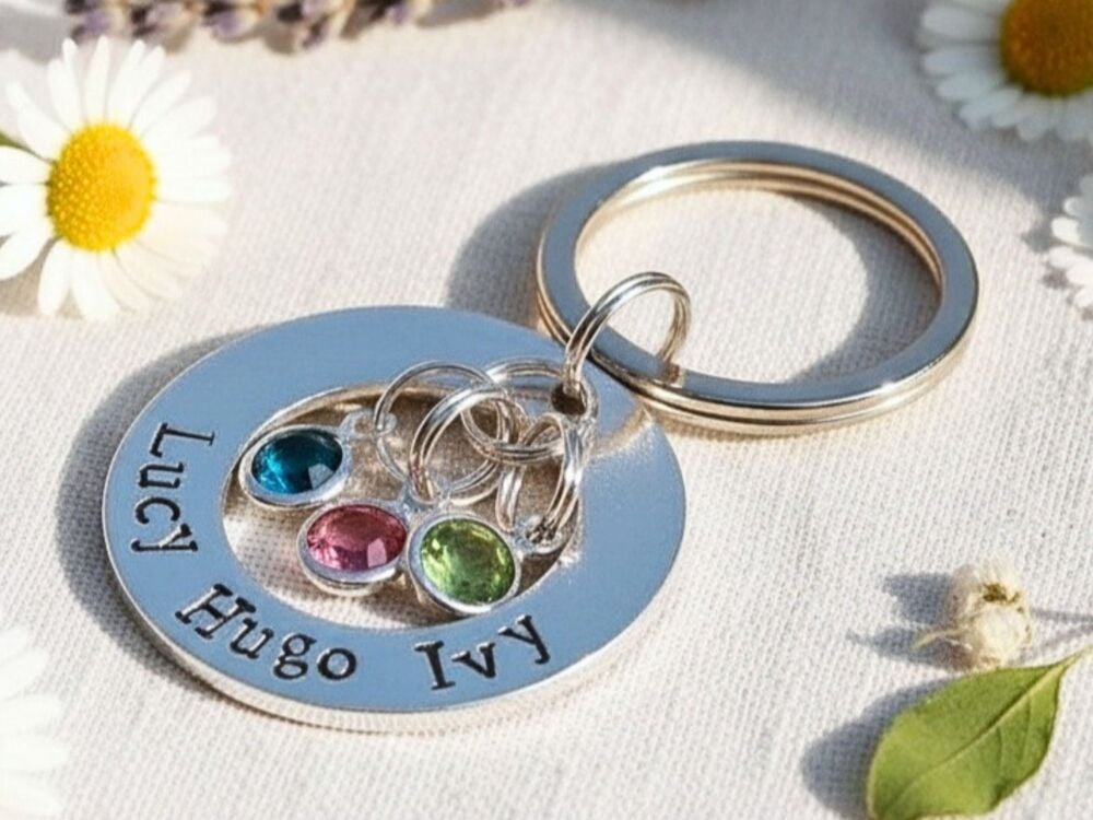 Personalised Birthstone Washer Keyring