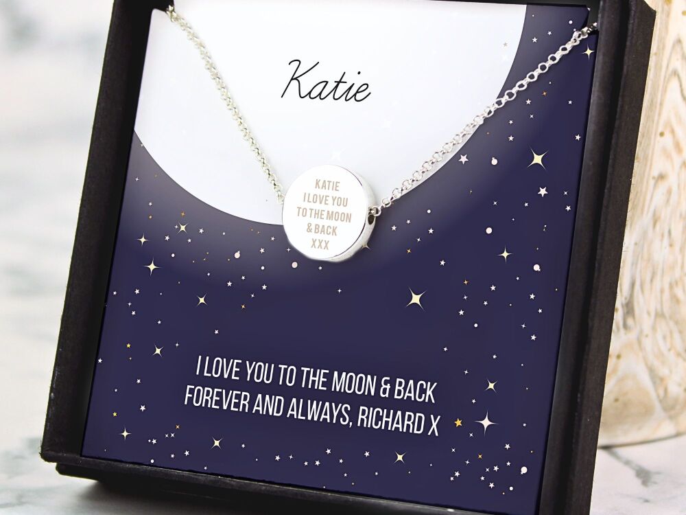 Personalised Engraved Disc Necklace with Starry Night Message Card