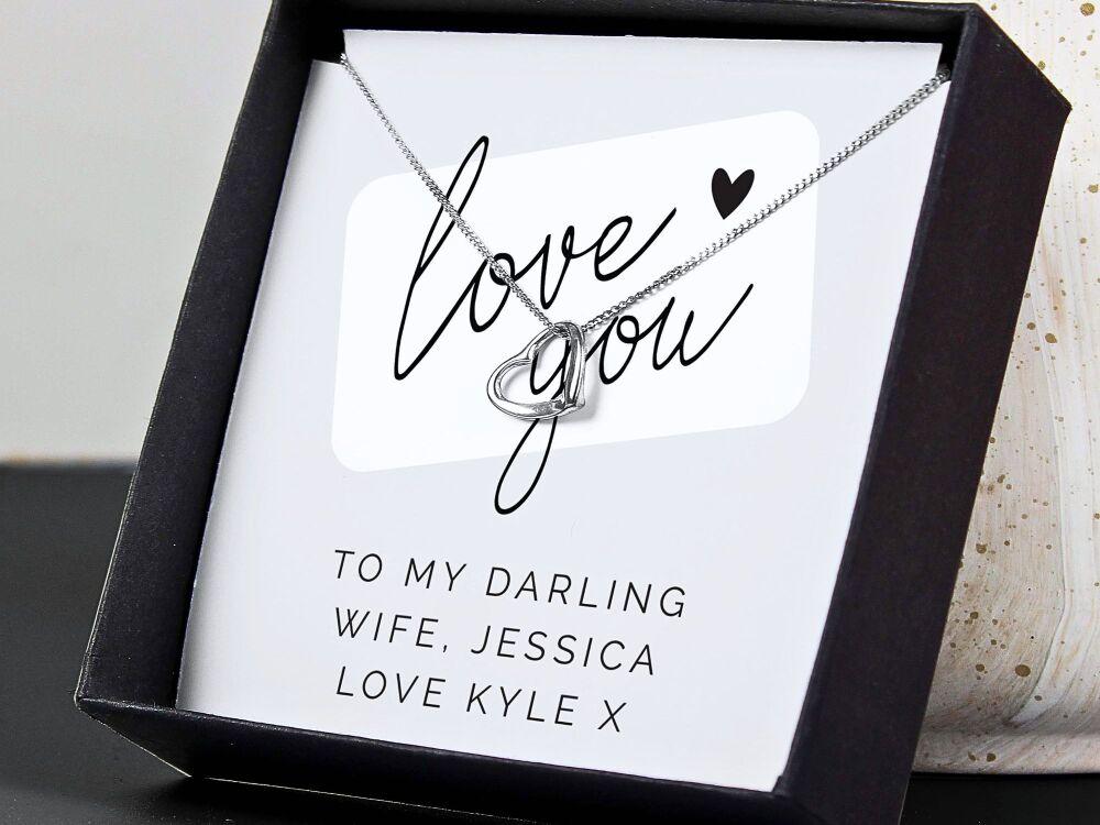 Heart Necklace with Love You Message Card