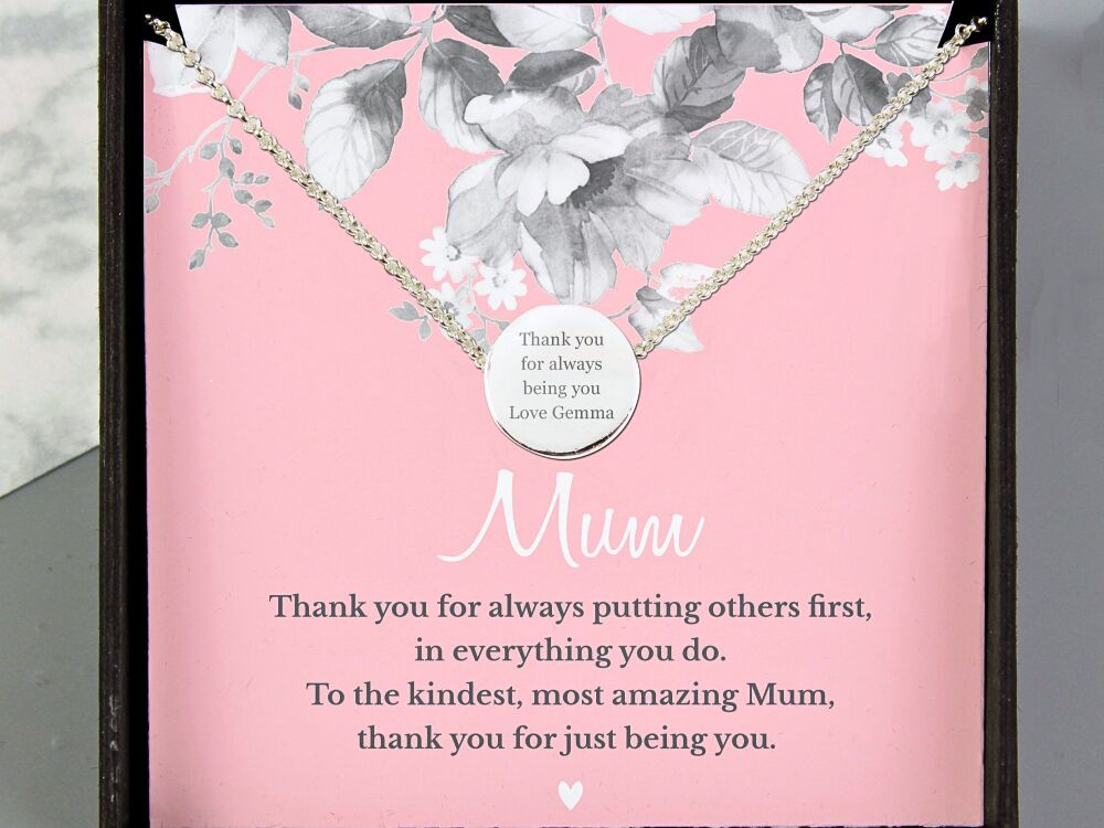 Personalised Mum Necklace with Engraved Message