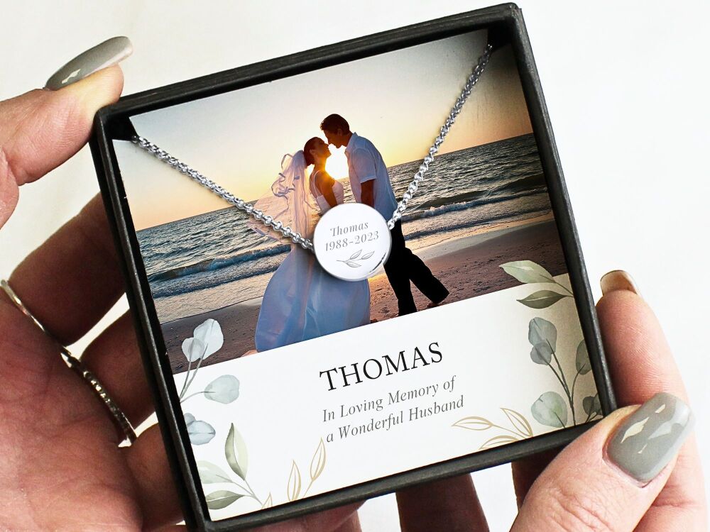 Personalised Name & Date Necklace with Photo Card