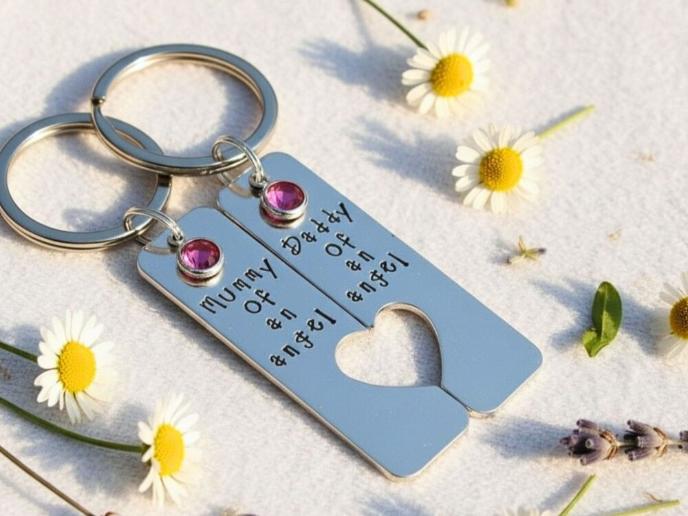 Baby Loss Birthstone Keyring Pair