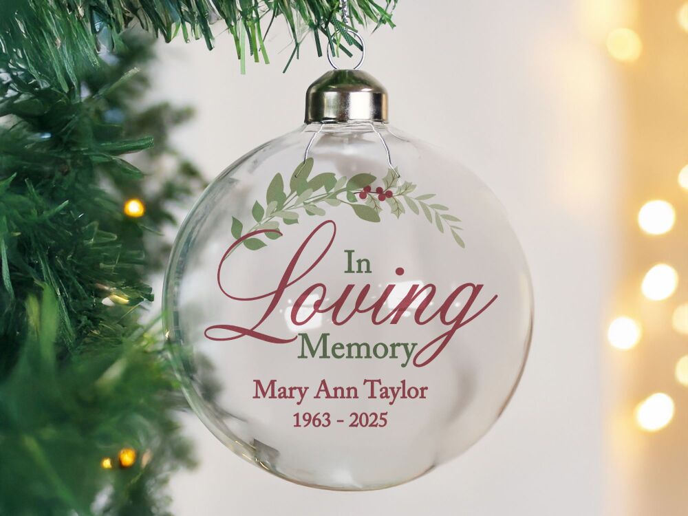 Personalised In Loving Memory Glass Bauble