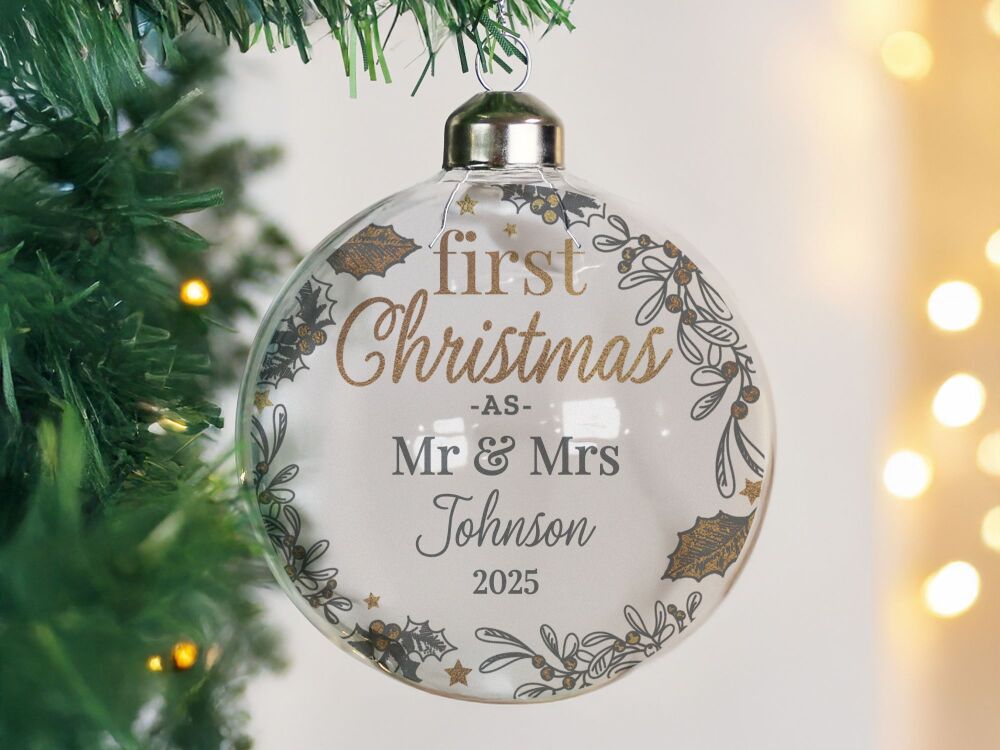 Personalised First Christmas As Glass Bauble