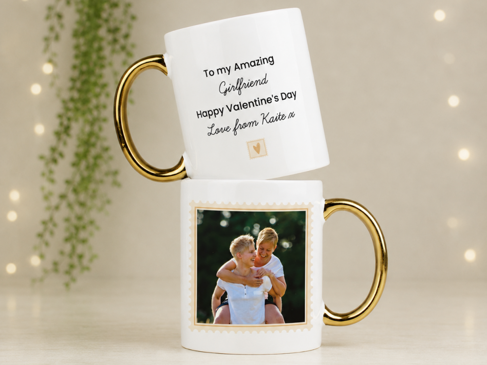 Personalised Photo Mug with Gold Handle