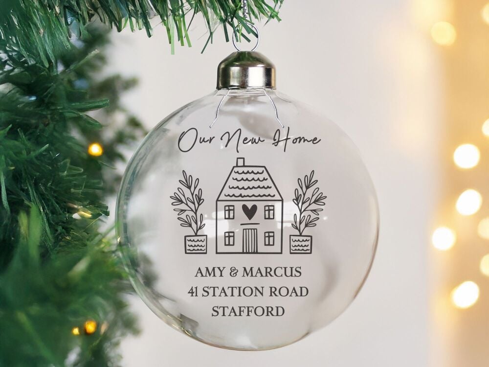 Personalised New Home Glass Bauble