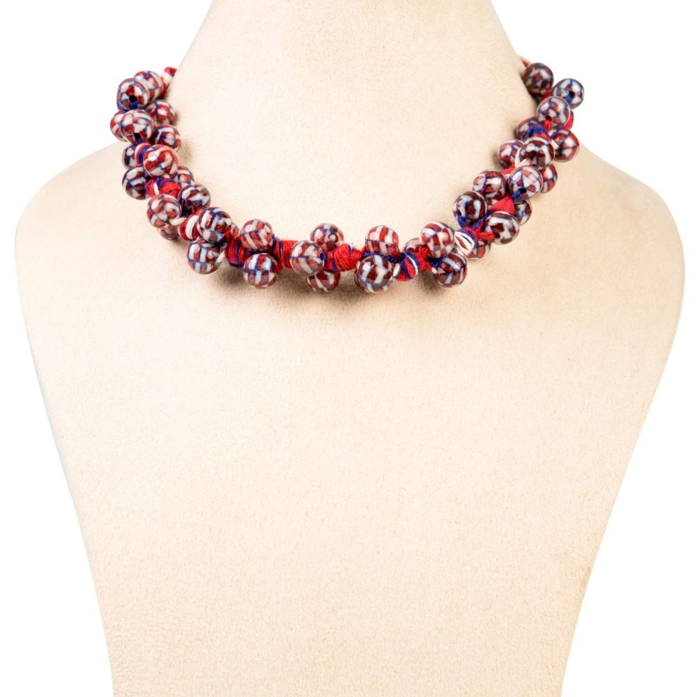 Bunch Necklace – Red Blue White - Ethiqana