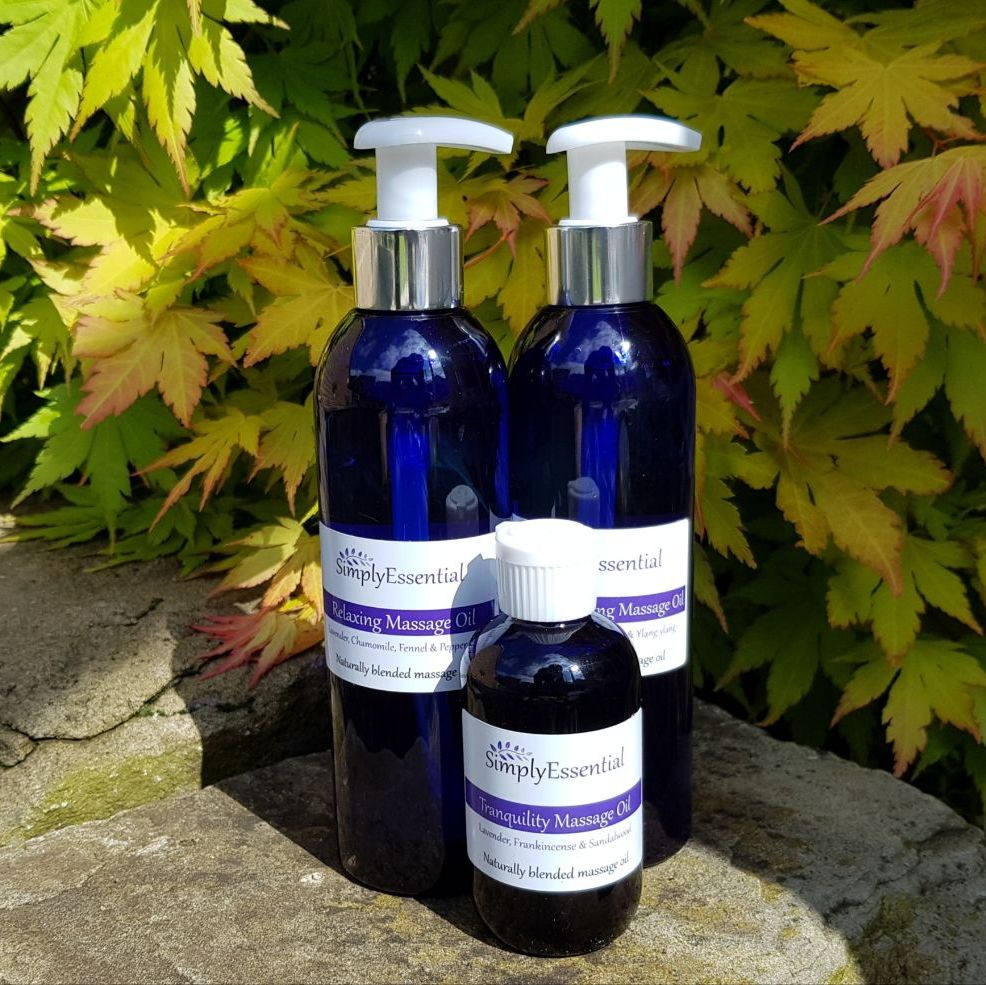 Aromatherapy massage oils with Pure Essential oils Simply Essential
