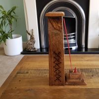 Wooden Incense Stick Tower Holder - Elephant Brass inlay