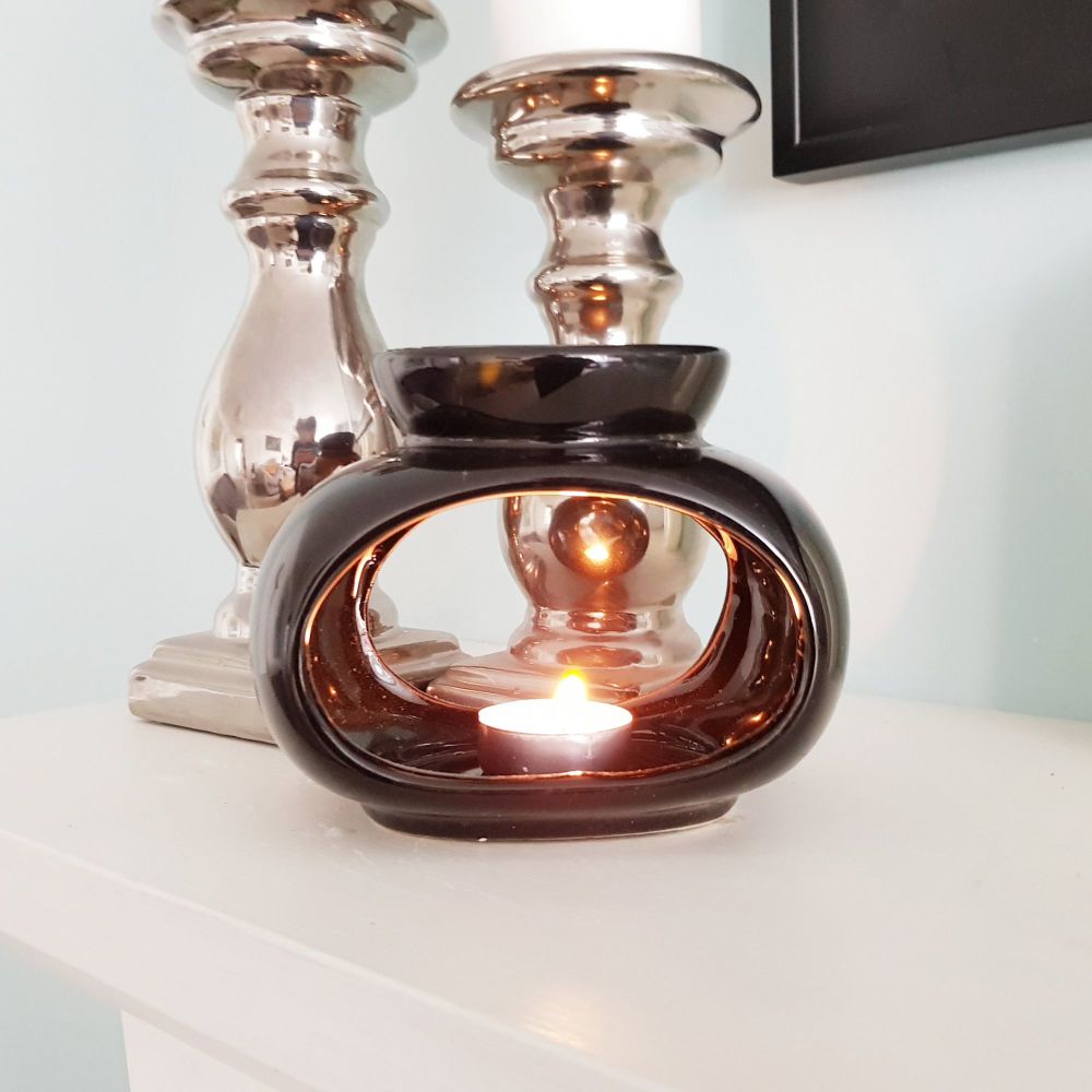 Oval ceramic oil burner - Black