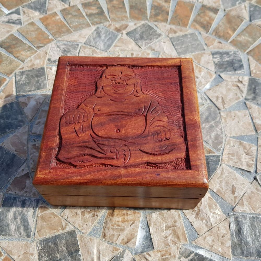 Wooden Hinged Trinket box - Buddha