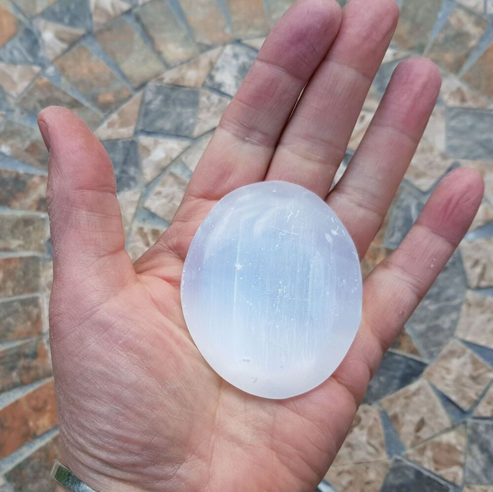 Selenite Natural Crystal Healing Worry Stone 7cm